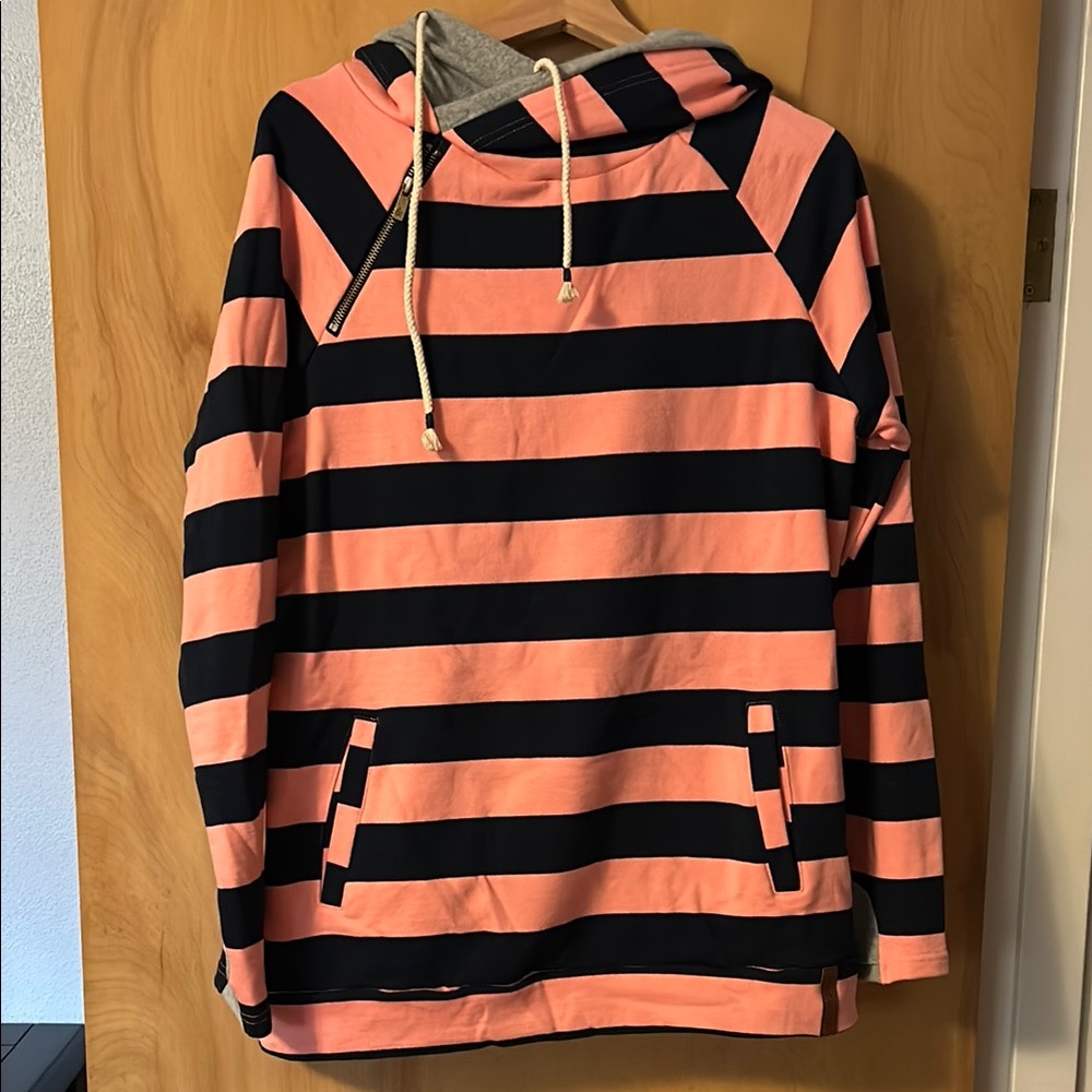 Striped Hoodie with Drawstring